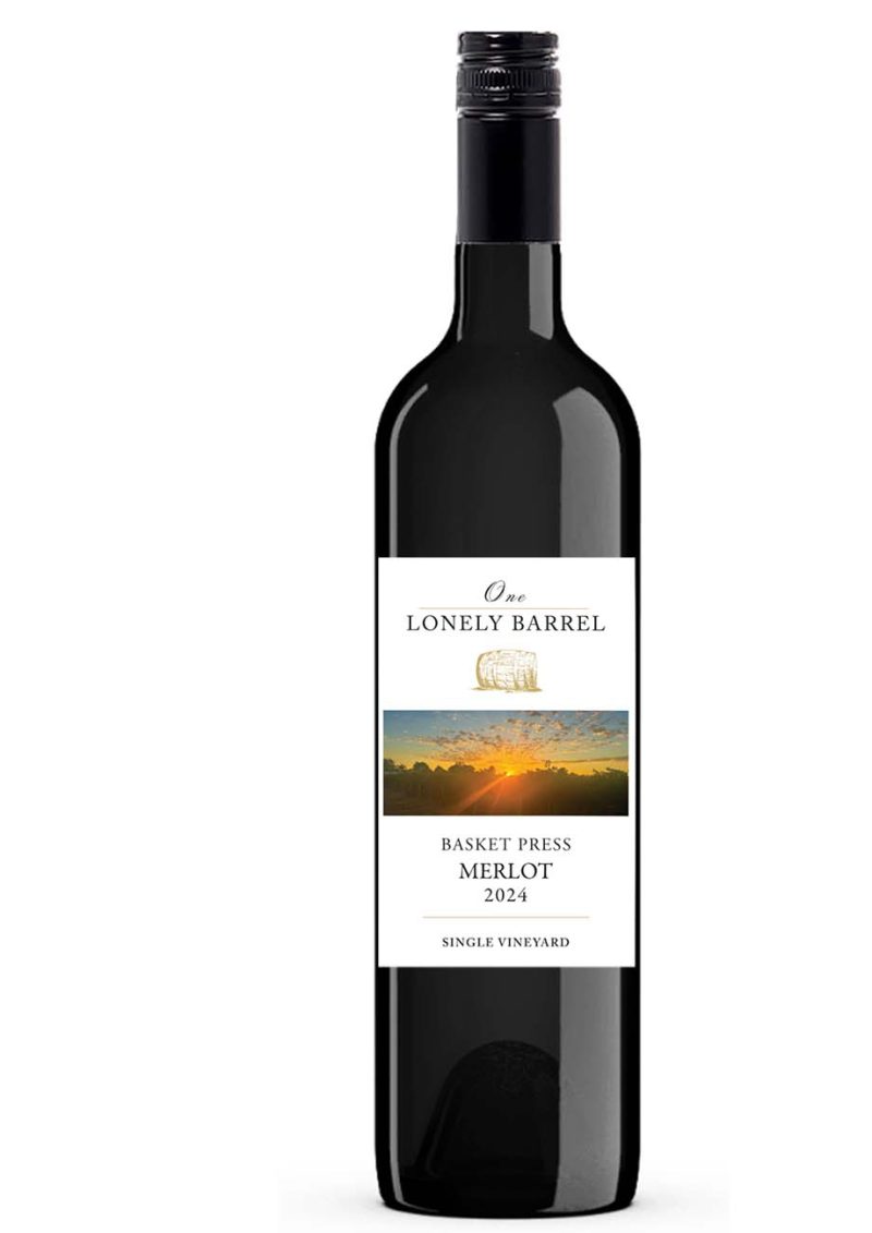 One Lonely Barrel 2024 Basket Press Merlot -  Click on the wine bottle to view Club Member prices & how to access them!